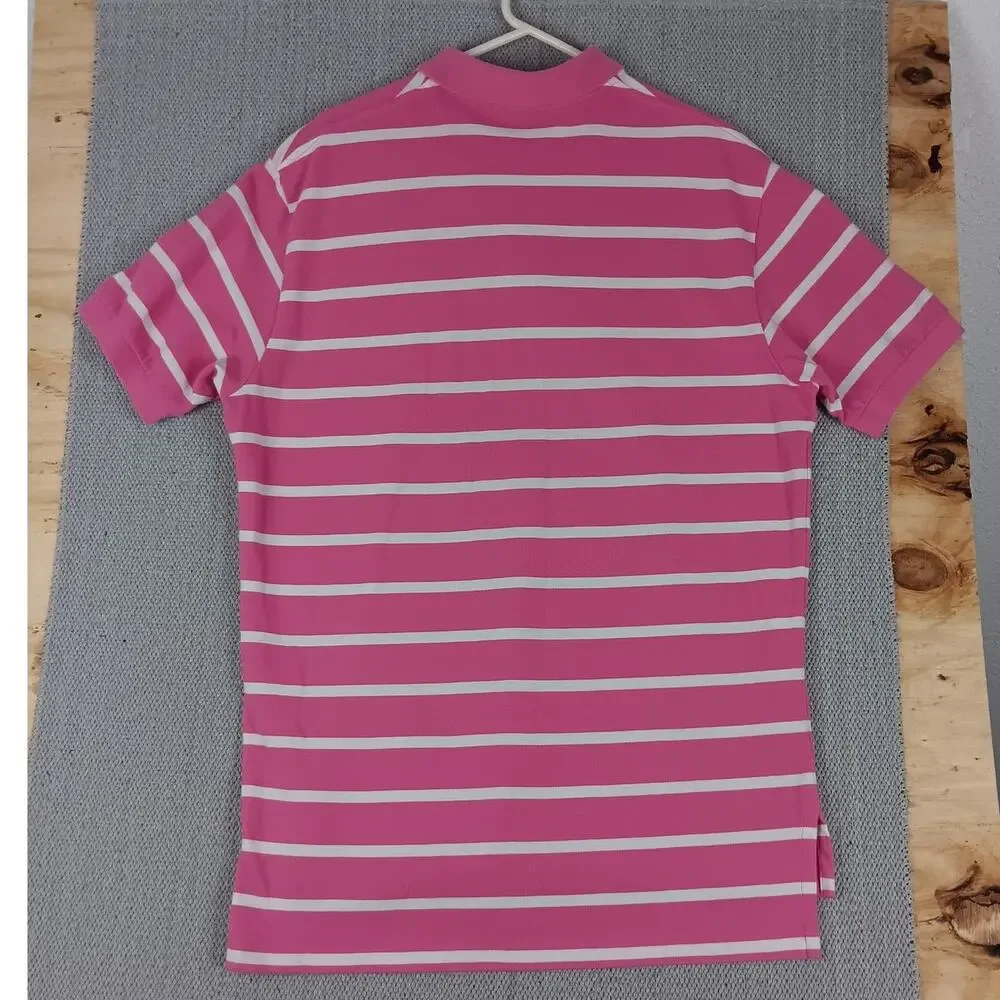 Polo Ralph Lauren Vintage‎ Knit Polo Men's Large Pink/White Striped Pony Preppy